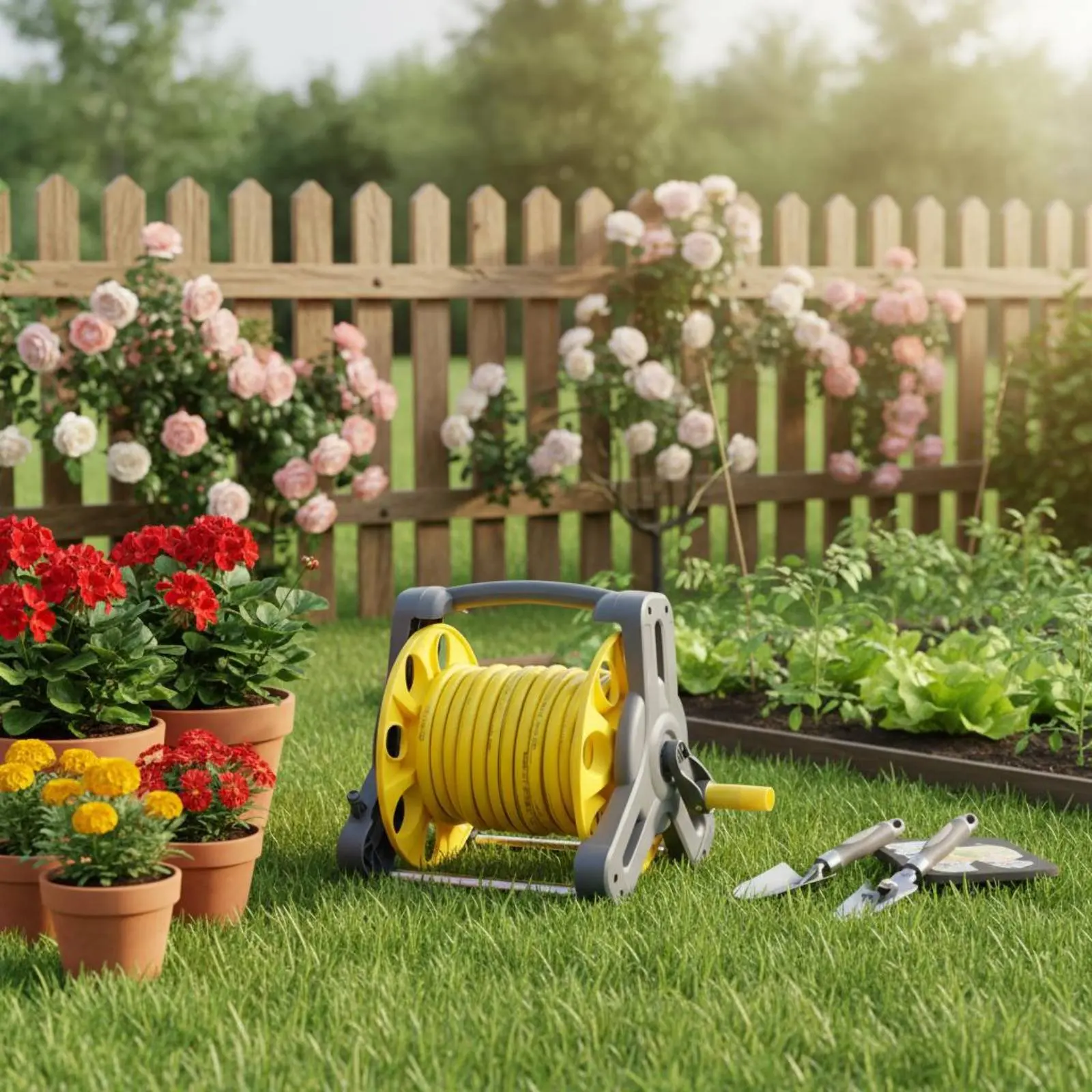 

Тележка для шланга с распылителем, эргономичная рукоятка, насадка-распылитель для садового шланга, оборудование для полива, управление одной рукой для уборки патио