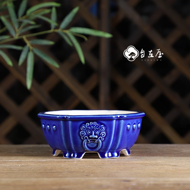 

Colorful Glazed Ceramic Hexagon Bonsai Pot, Table Vase, Chinese Porcelain, Garden Decoration, Home Decoration