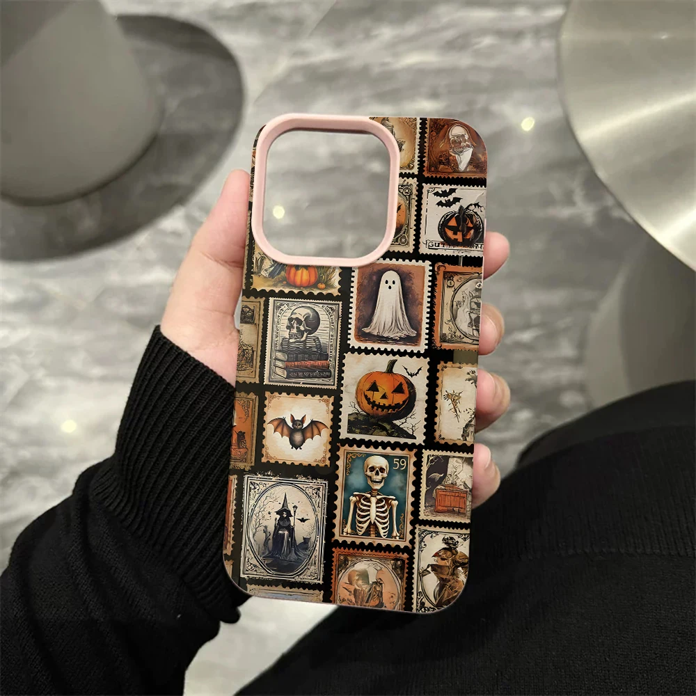 Halloween-Stempel-Handyhülle für iPhone 17 16 15 14 13 12 Pro Max 16 15 14 Plus 17 16 15 14 13 12 Pro 17Air Silikon-Matt-Cover – Detail 7