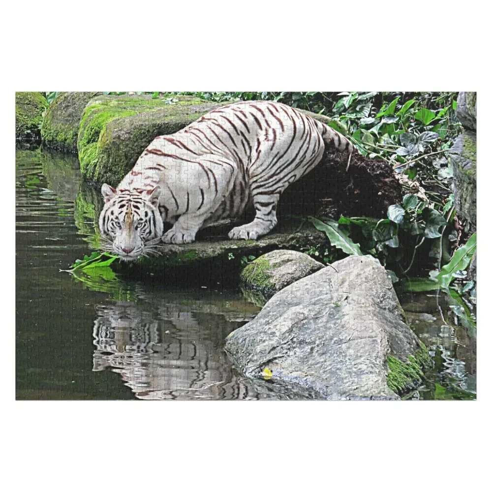 White Tiger and Reflection Jigsaw Puzzle Woods For Adults Personalized Baby Toy Custom Child Wood Adults Puzzle