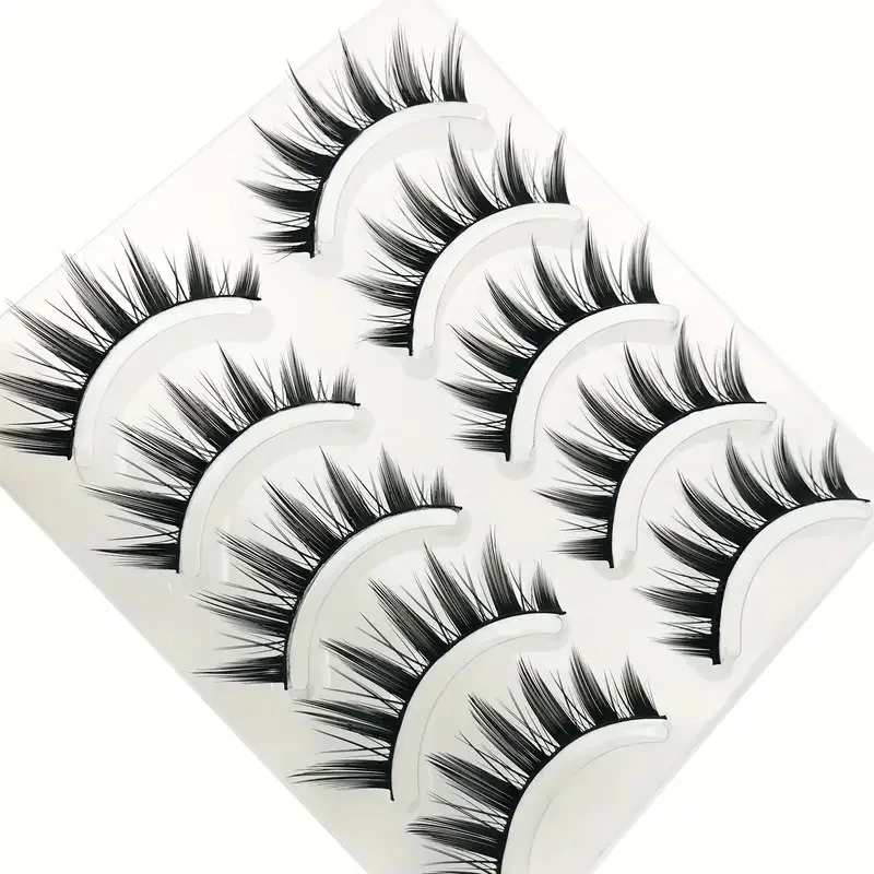 Enhance Your Look with Manga-Inspired False Eyelashes - 5 Pack of Reusable, Natural-Looking Wispy Lashes!