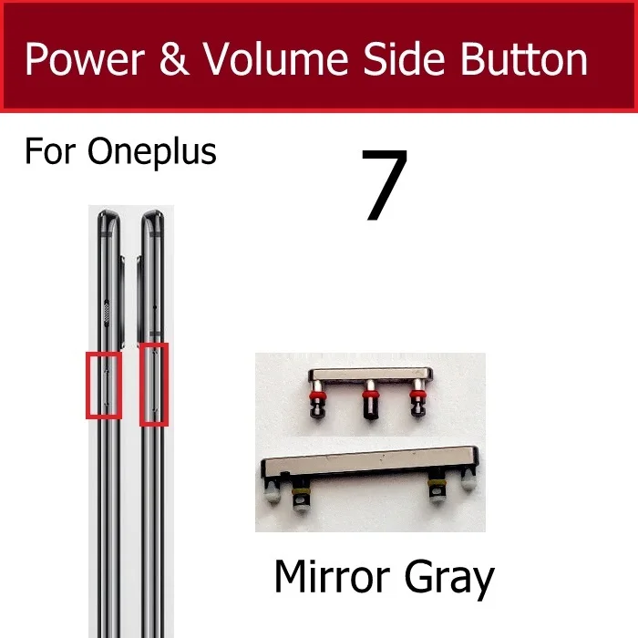 1 Set Side Volume +Power ON/OFF Mute Side Buttons Key For Oneplus 1+ 7 7T Pro 7Tpro Volume Power Mute Buttons Replacement Parts