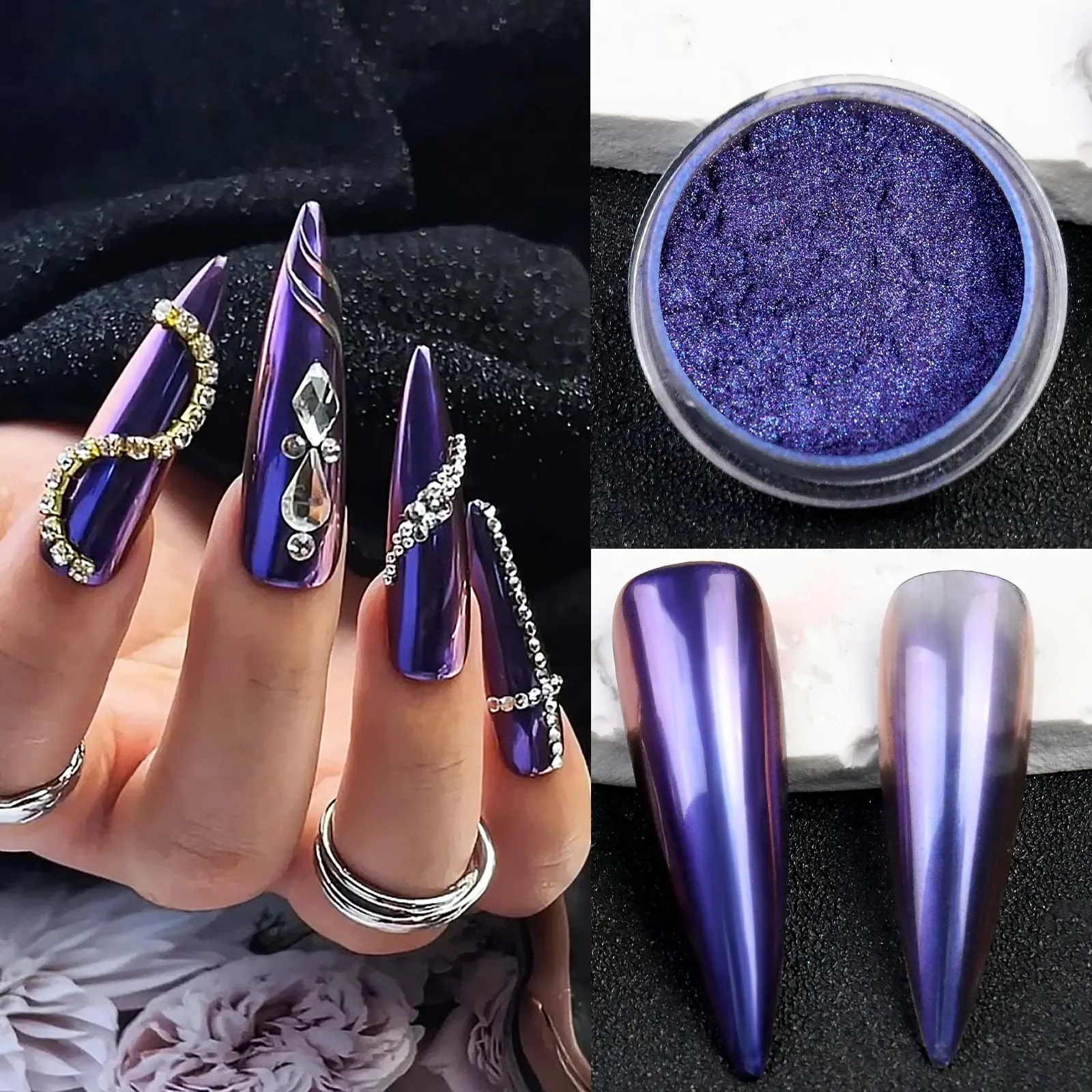 Colored titanium mirror nail glitter y2k solid color metal chrome gel polish glitter mirror effect can DIY nail art charm nails