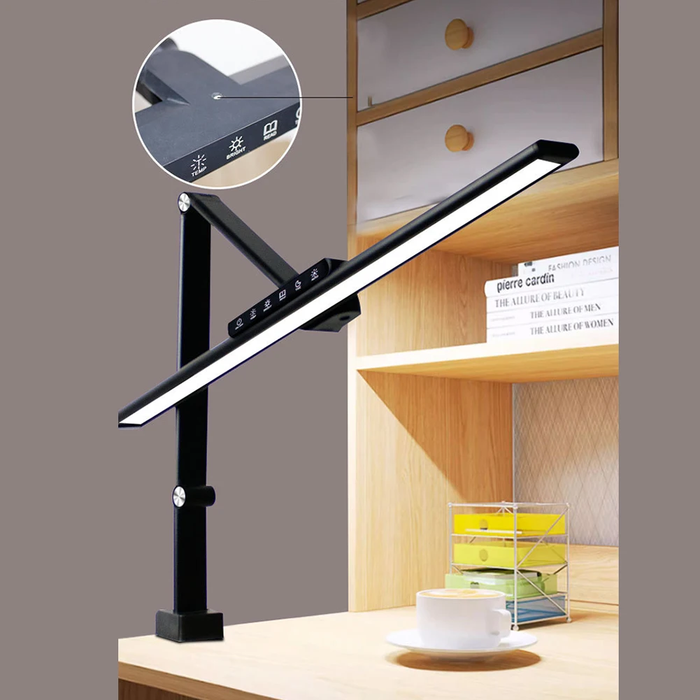 Lampe de bureau LED aste avec pince, 5 modes de luminosité, intensité variable, lampe de table de soin des yeux, lampe de bureau d'architecte