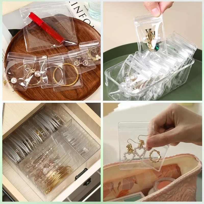 Transparent Jewelry Self Sealing Storage Bags for Rings Earrings Necklace Anti-Oxidation Packaging Pouch Organizer Bag Wholesale