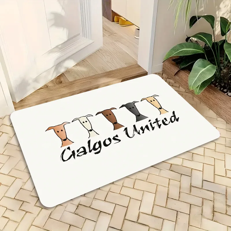 1pcs Galgos United Greyhound Doormat Flannel Thick Fleece Sponge Non Slip Indoor Outdoor Pet Friendly Welcome Mat