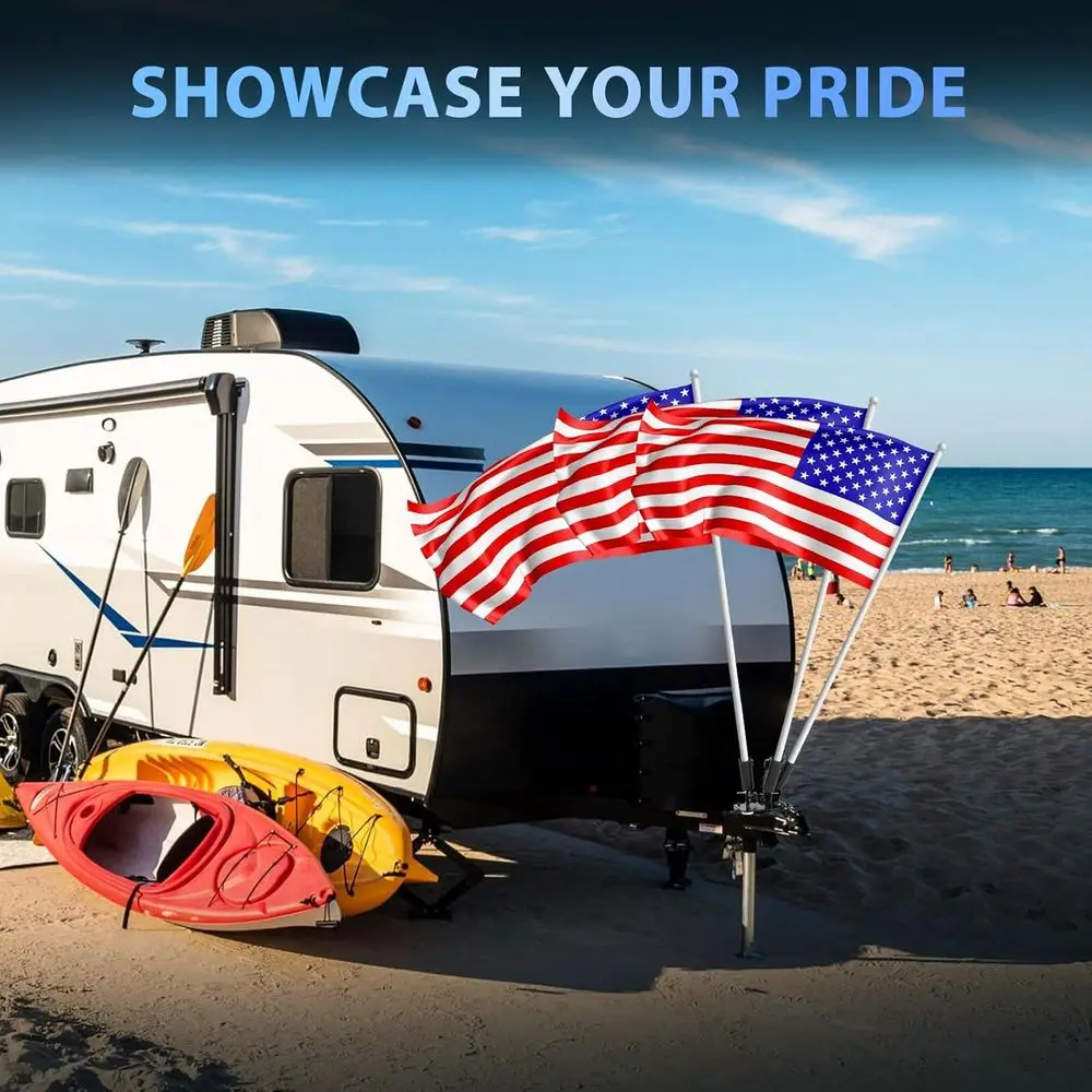 Triple Magnetic Flag Pole Holder for 5th Wheel RV Hitch – Magnets RV Flag Mount with 90° Adjustable Angle, No-Drill Flag Pole Br