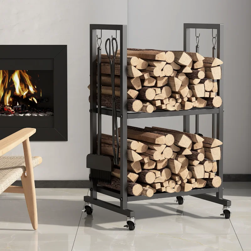 New simple wrought iron fireplace tool firewood holder firewood tool indoor and outdoor storage firewood stacking rack