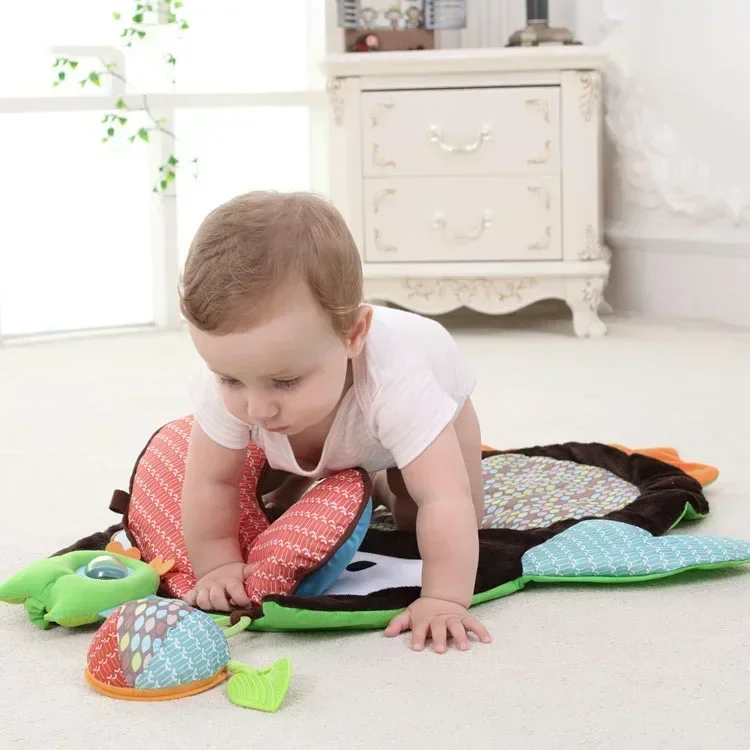 Tapis de jeu en peluche douce pour bébé, 76cm x 76cm, tapis de jeu pour activités rampantes, coussin de jeu, oreiller rembourré, traversin, anneau de dentition, cadeau