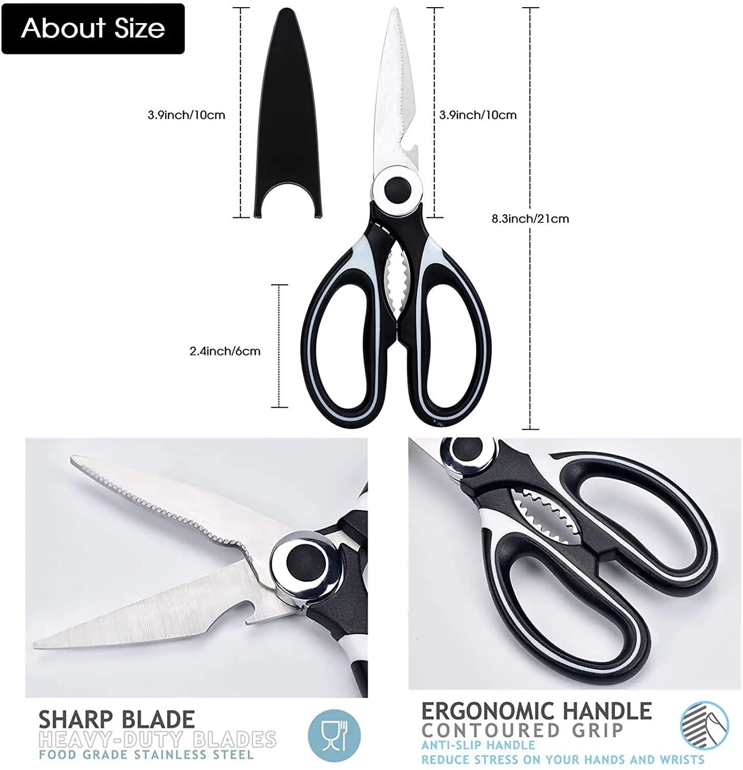 Kitchen Scissors Chicken Bone Fish Scissors Chicken Duck Cutter Shears Stainless Steel Scissors Scale Clean Cook Scissors Knife