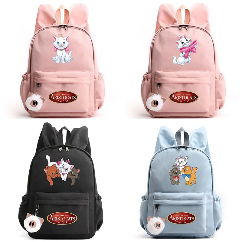 

Disney The Aristocats Marie Cat Girl's Boy's Backpack Teenager Rucksack School Bags Women's Men's Travel Rabbit Ears Backpacks