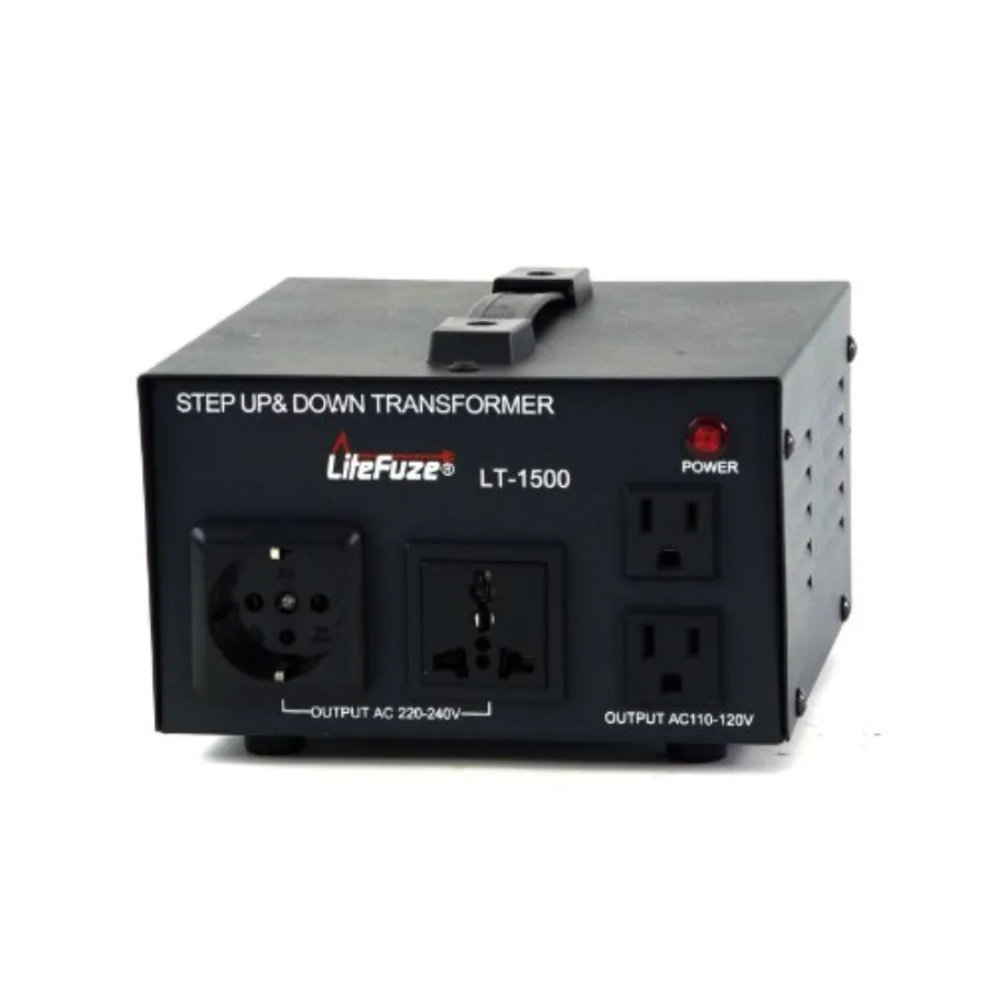 

LiteFuze LT Series 1500 Watt Voltage Converter Transformer Step Up/Down - 110v to 220v/ 220v to 110v Power Converter - Fully Gr
