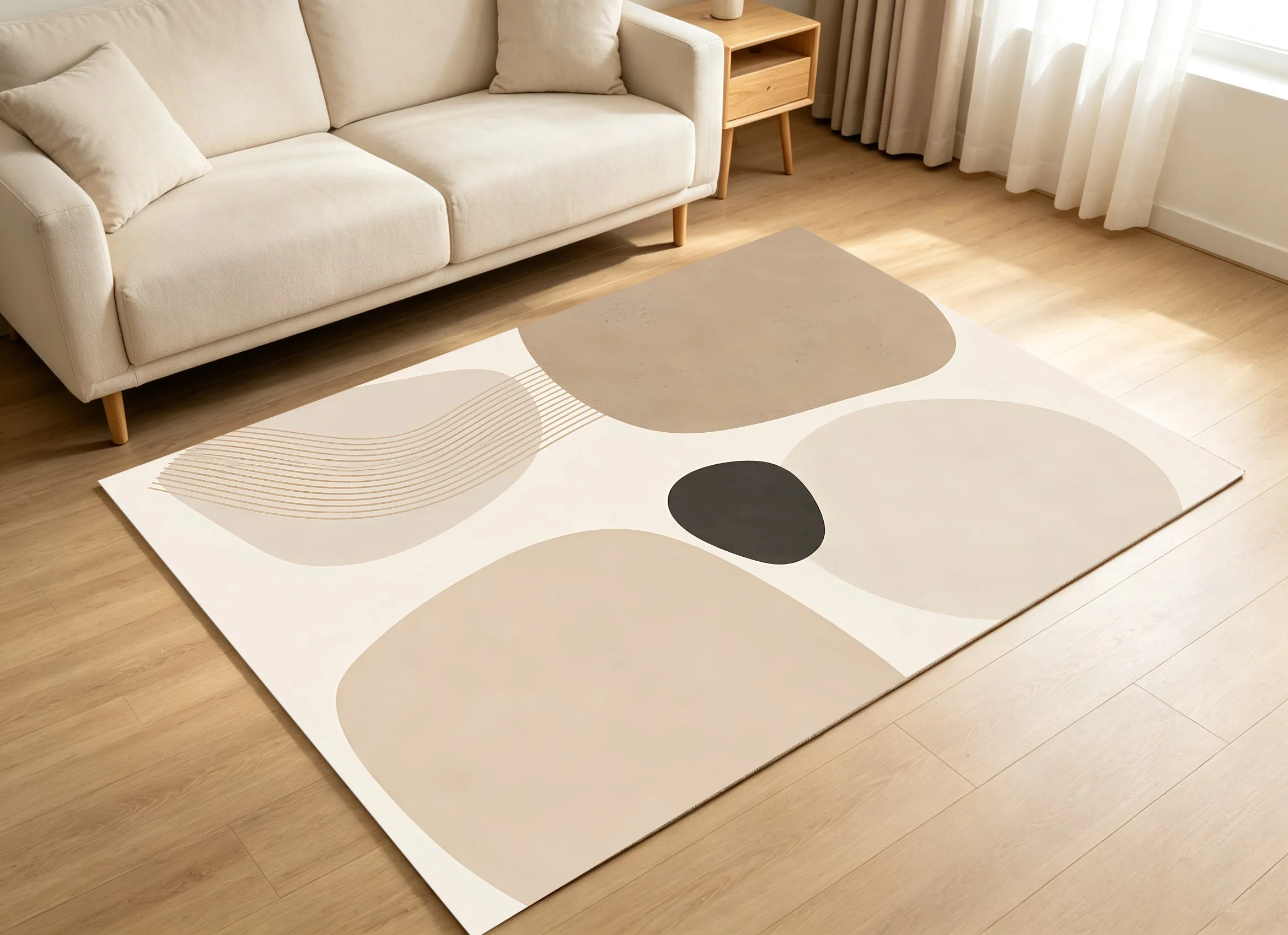 Velvet Rug Morandi Abstract Geometric Color Block Nordic Cream Style for Living Room Bedroom Decor