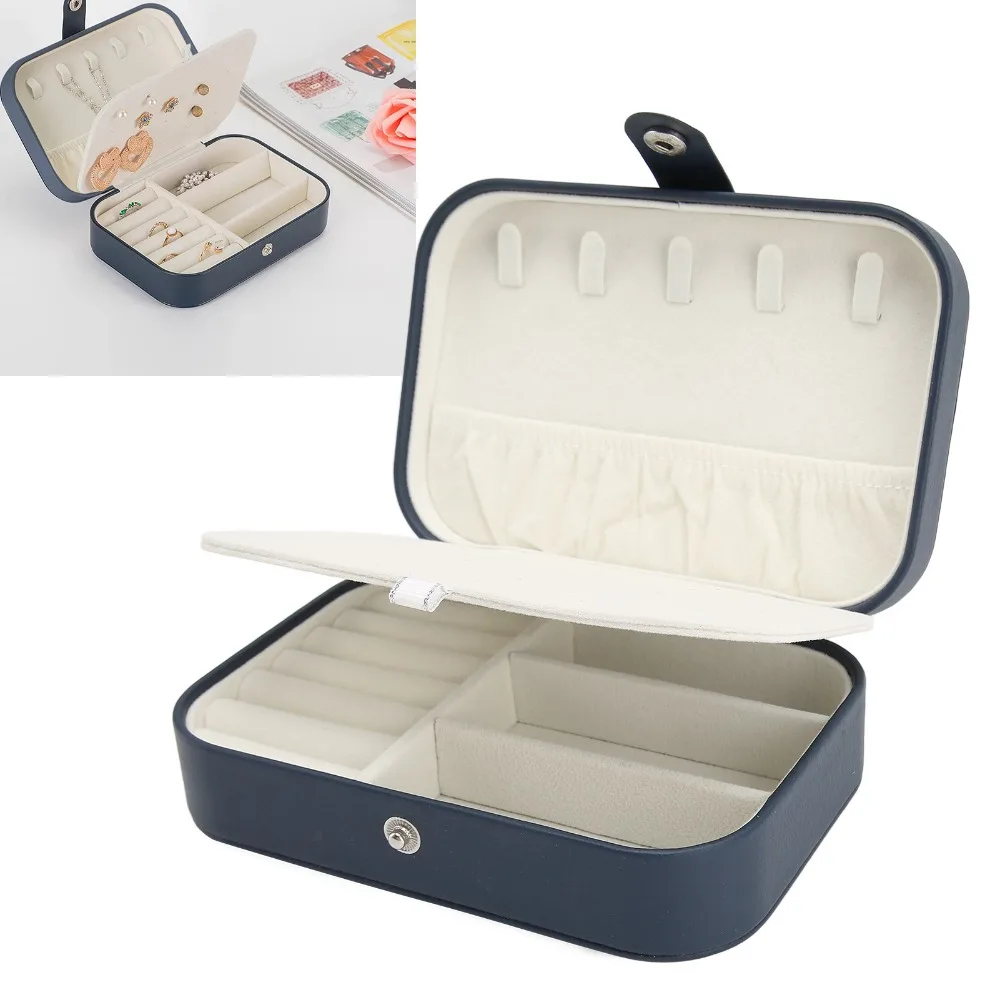 

Elegant Dark Blue Jewelry Box Multi-compartment Large Capacity Storage Box Portable Travel Case Dustproof Storage