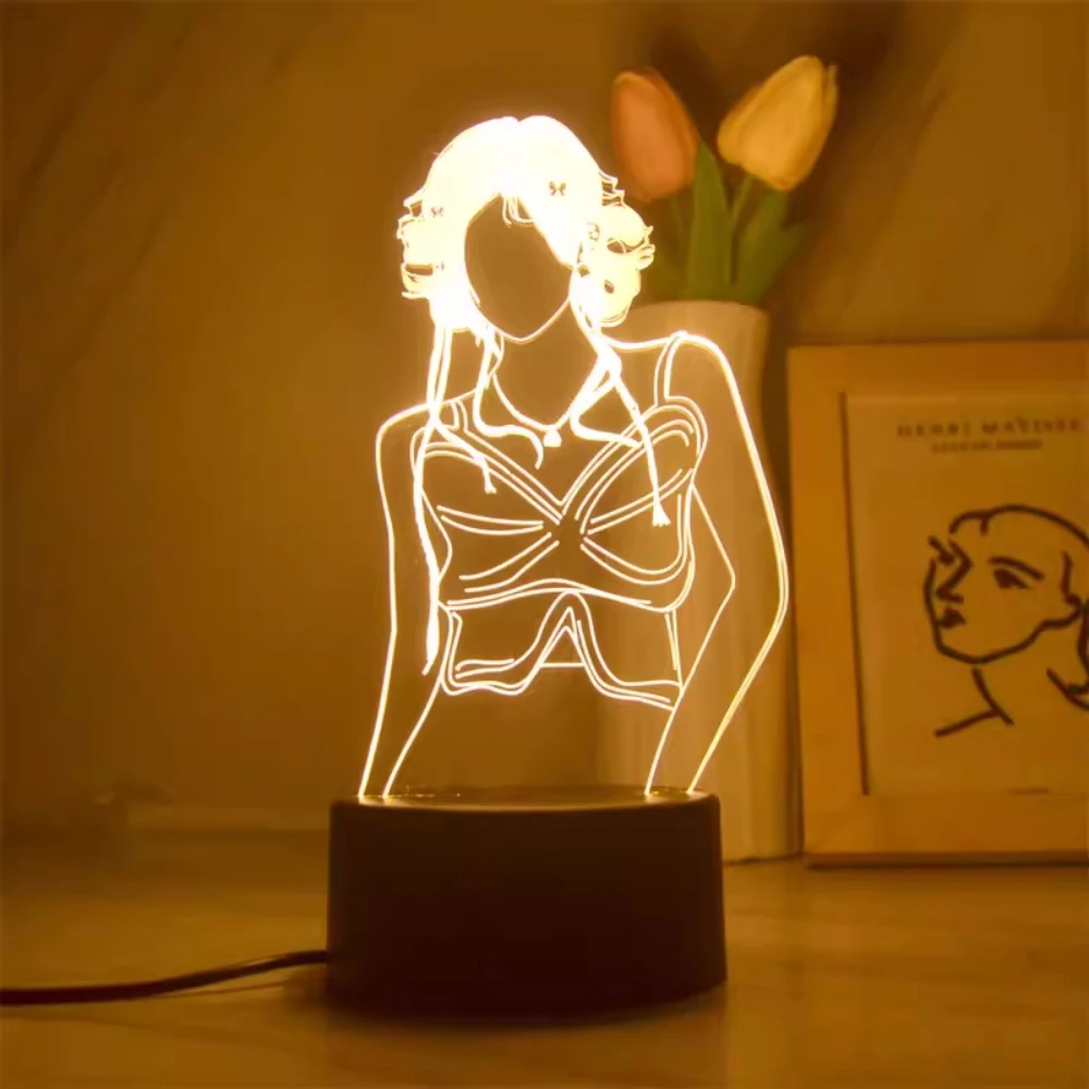 3D Ilusão LED Nightlights, Super Star Girls Light, Multi Color, Mudando Girl Table Lamp, Decoração do quarto, Xmas Gift