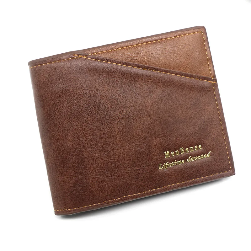 กระเป๋าสตางค์ผู้ชายวินเทจกระเป๋าเก็บบัตรกระเป๋าเงินผู้ชายขนาดเล็กกระเป๋าใส่เหรียญหลายช่องความจุมากหนัง PU กระเป๋าสตางค์ใบสั้น