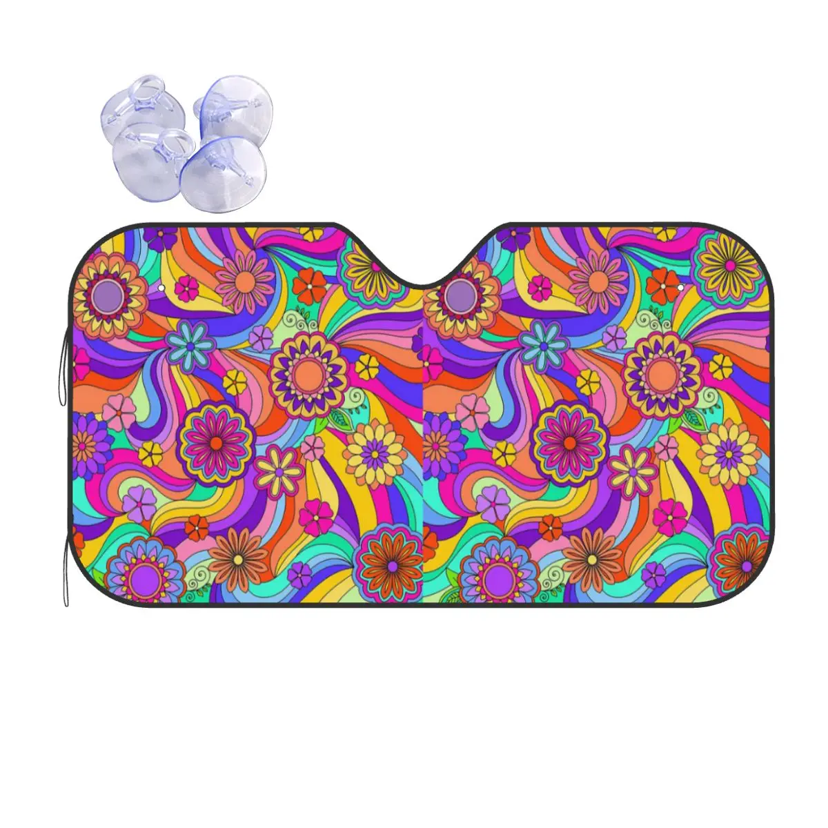 

Groovy Psychedelic Flower Power Sunshade Windscreen Car Front Windshield Window Sun Visor Accessories Covers