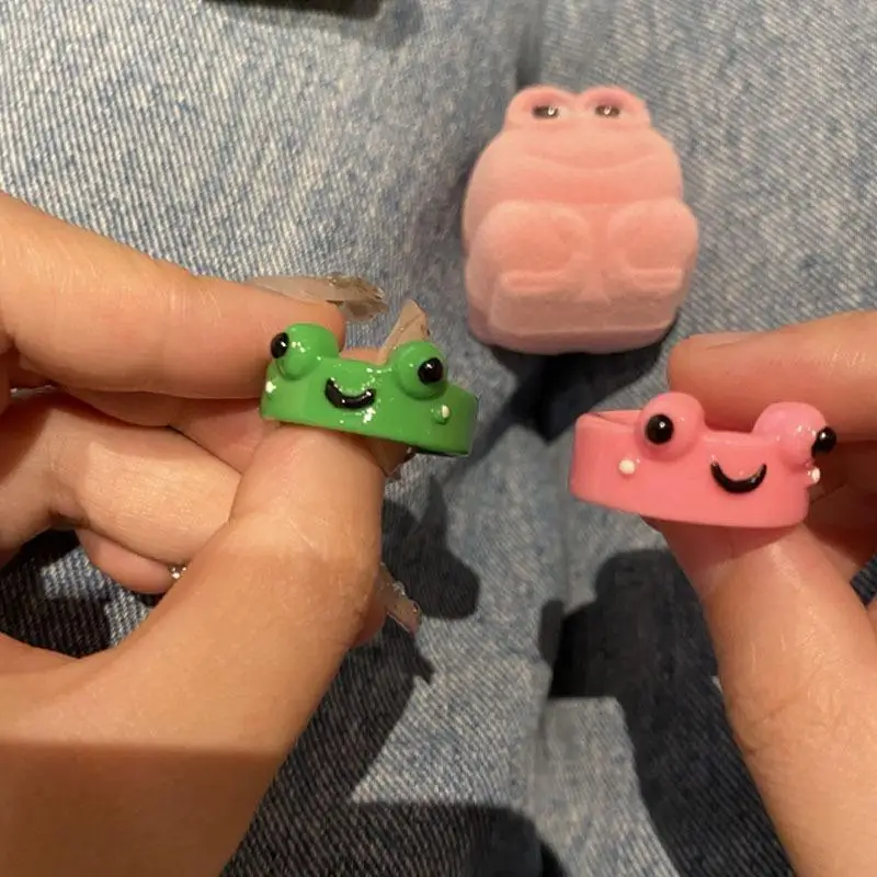 Cute Cartoon Frog Shaped Couple Rings - Valentine's Day Accessory For Best Friends Animal Themed Ring Set Gift Ideas