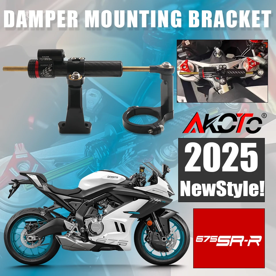 Steering Damper Stabilizer For CFMOTO 675SR-R 675SRR 675 SR SR675 2024 2025+ Parts Directional Dampers Mount Bracket Support Kit