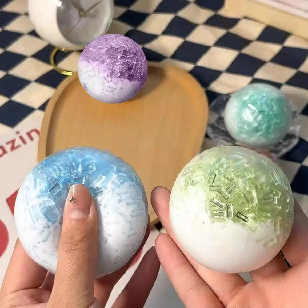 Crushed Crystal Ice Squeeze Ball Soft TPR Shapeable Fidget Sensory Toy Stress Relief Anti-Anxiety Toy for Kids Adults Gift view 2