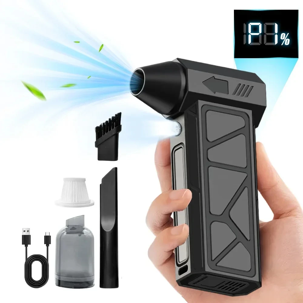 

Бесщеточный двигатель 140000 об/мин, электрический турбореактивный вентилятор, высокоскоростной турбовентилятор, 6000 мАч, перезаряжаемый через USB, мощный пылеочиститель