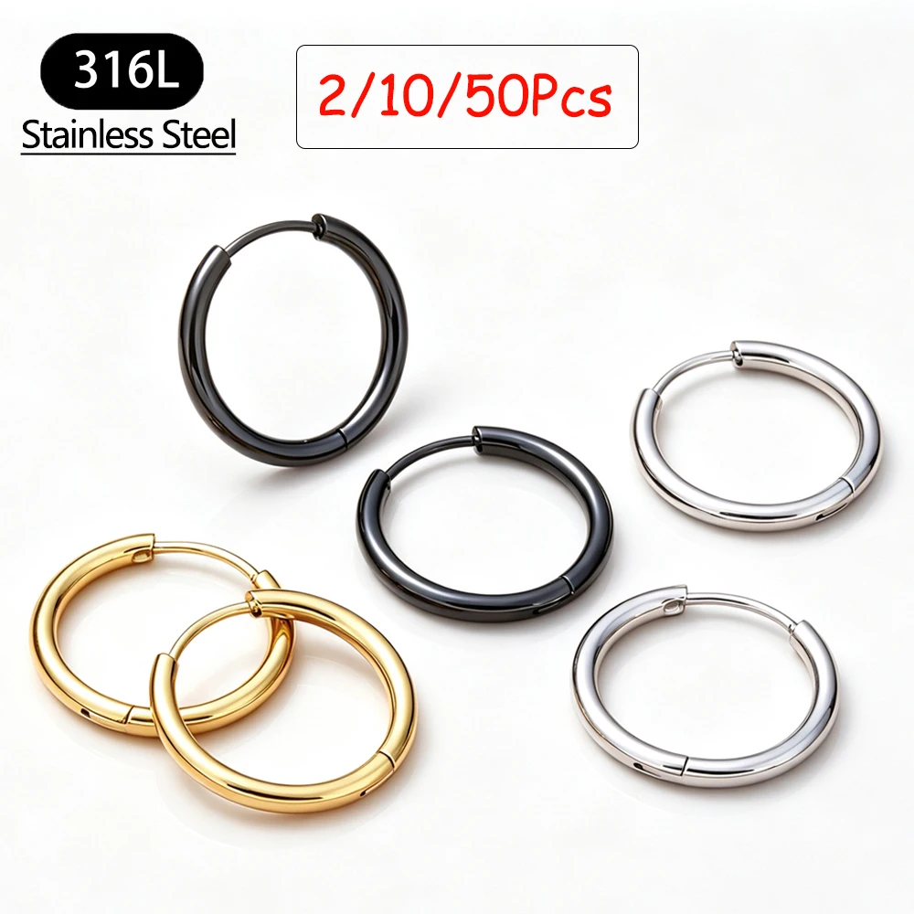 2/10/50Pcs 316L Stainless Steel Hinged Segment Clicker Ear Ring Septum Nose Ring Helix Cartilage Earrings Body Piercing Jewelry