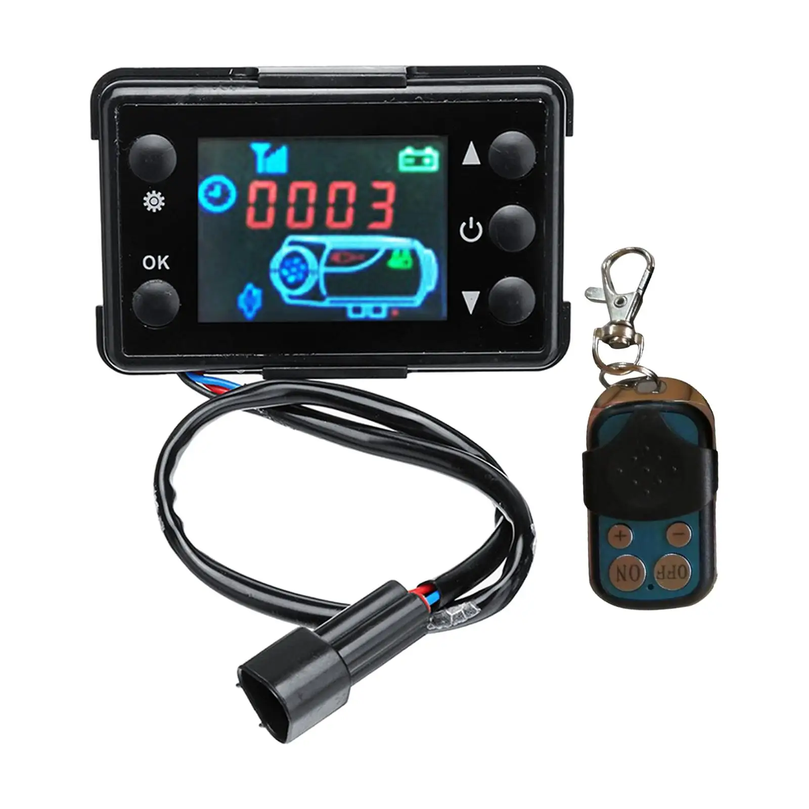 LCD Monitor Switch Parking Heater Control Time Setting Accessories Knob 12/24V with Cable for Vehicles Truck Car Air Heater