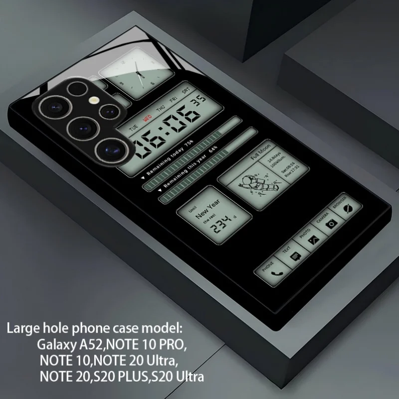 Digitale Uhrzeitanzeige Glas-Handyhülle Passend für Samsung Galaxy S26 S25 S24 S23 S22 S21 S20 FE/Ultra/Plus Sturzsicher