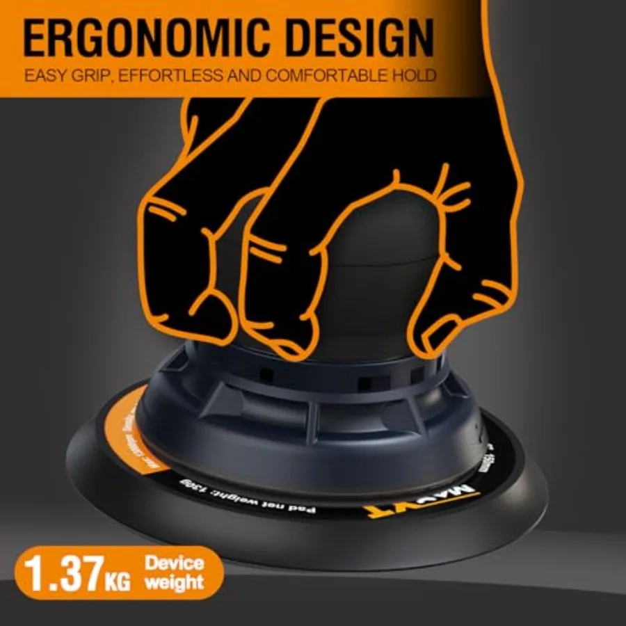 Электрическая орбитальная шлифовальная машина диаметром 5 мм с футляром для инструментов с регулируемой скоростью и бесщеточным двигателем, совместимая с 5 и 6-дюймовым сани