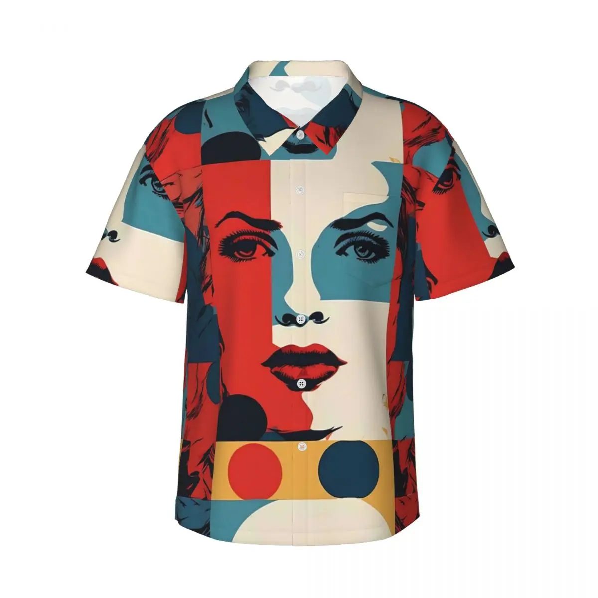 

Lady Face Vacation Shirt Pop Art Print Hawaii Casual Shirts Men Loose Blouses Short Sleeve Y2K Funny Pattern Clothes