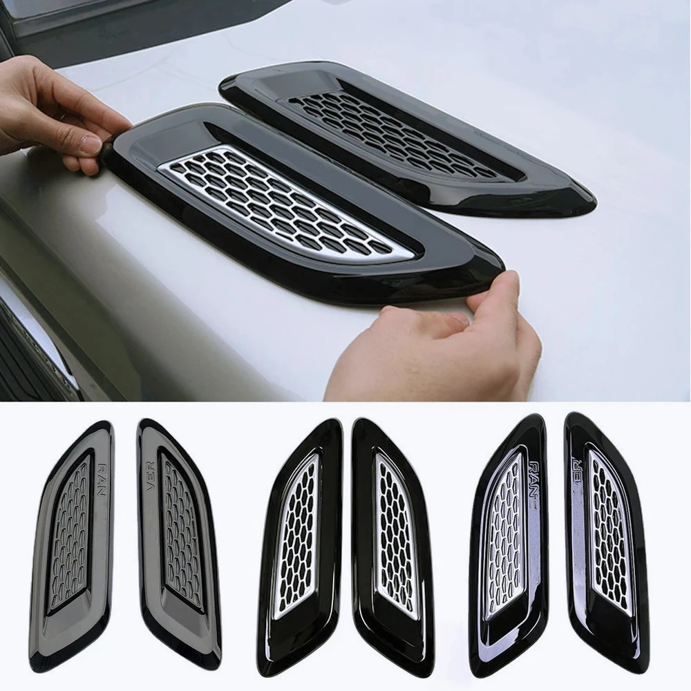 

ZZ-2Pcs/Set Car Exterior Hood Air Vent Outlet Wing Cover Trim for Land Rover Range Rover Sport Evoque Discovery 4 Freelander 2