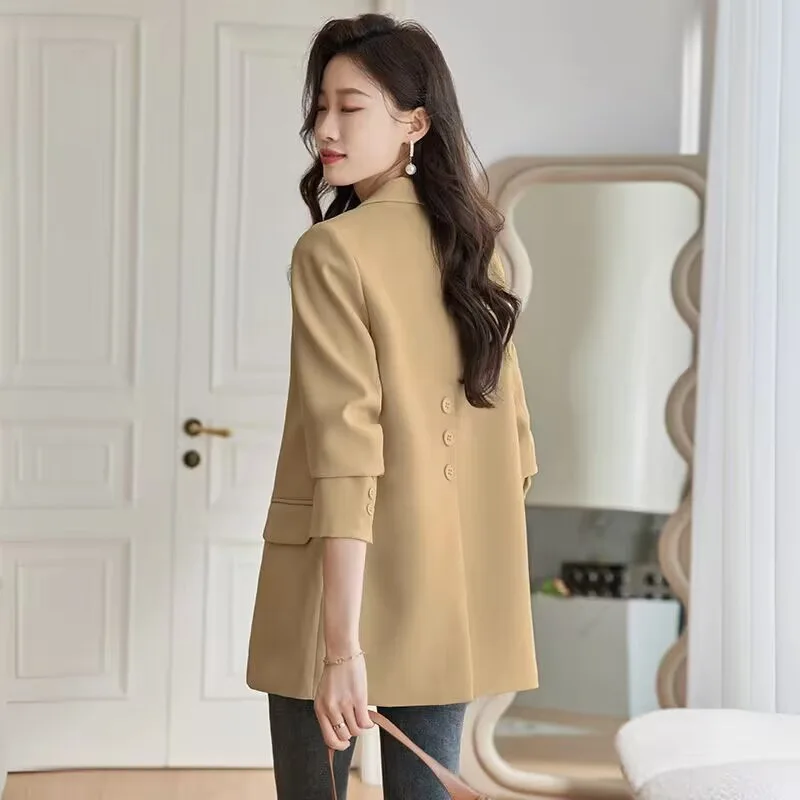 

Spring Autumn Women's Fashion Slim Fit Korean Style Suit Jacket 2024 New Arrival Polyester Fabric Regular Thickness