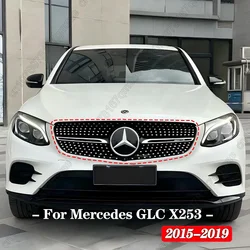 Car Front Hood Grille For Mercedes Benz GLC-Class X253 2015-2019 GLC250 GLC300 GLC350e Diamond Style Racing Grill Kits Refit