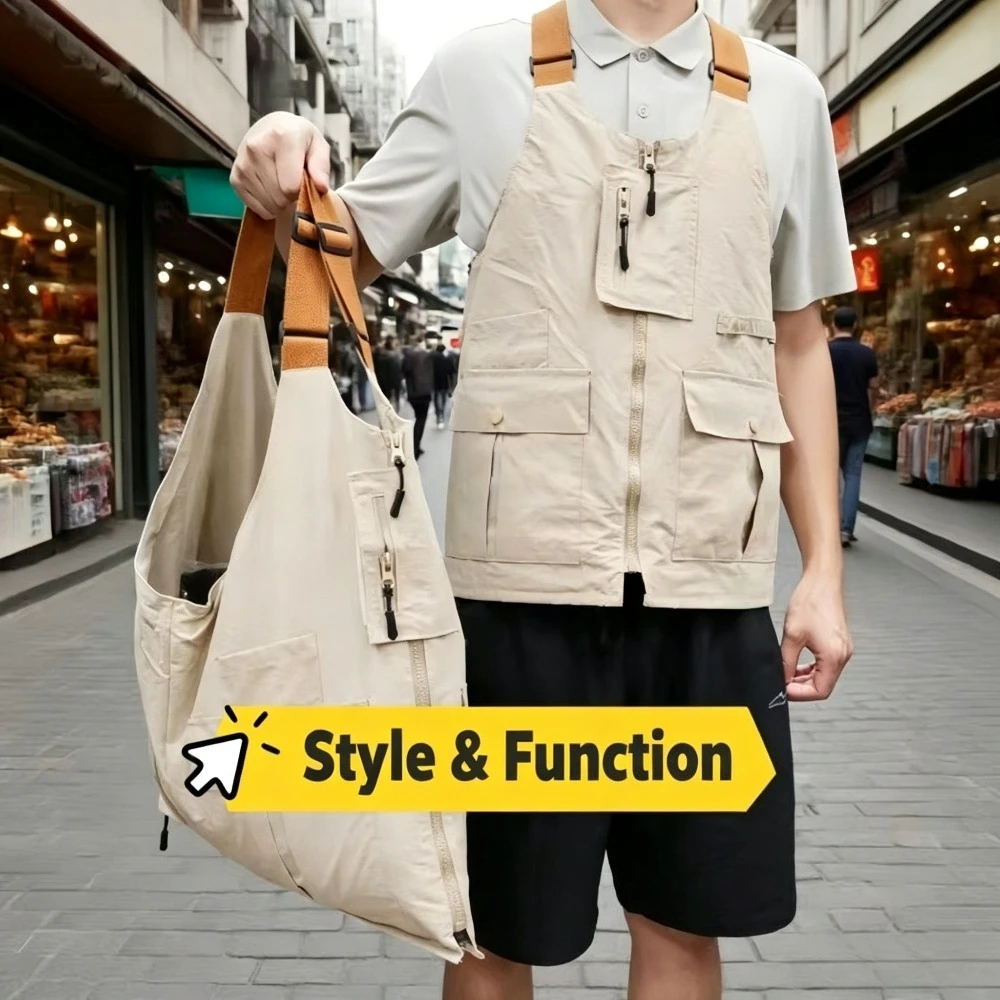 Outdoor Adventure 2-in-1 Multifunctional Vest Bag,Utility Work Vest Backpack with Multiple Pockets, Lightweight Travel Bag