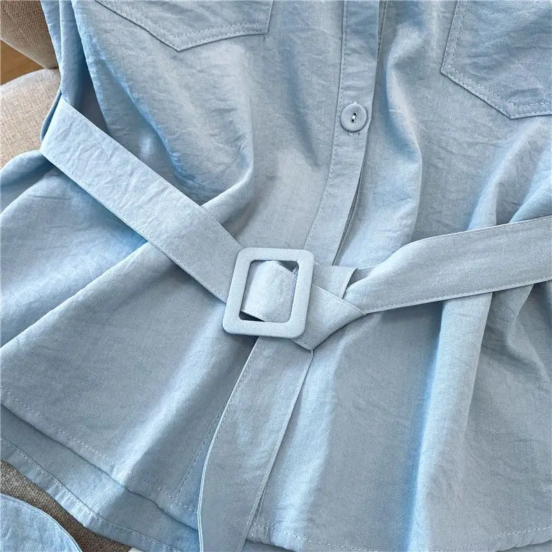 White Svel irt Design estivo da donna Senso Cintura in vita unica Top dimagrante Colletto coreano Sle Vestibilità regolare Polyes...
