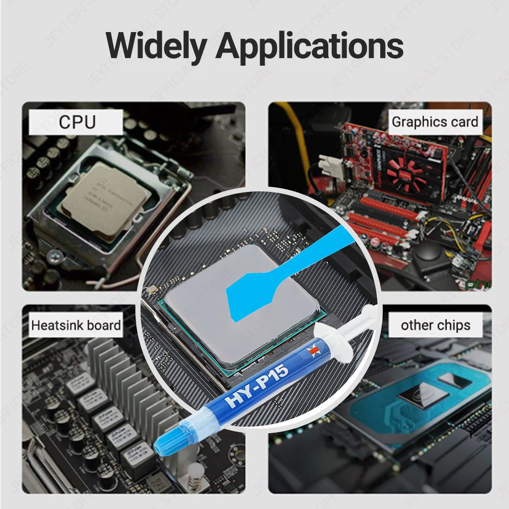 JEYI (15,2 W/m · K) pasta térmica de silicona de 2g para disipador de calor SSD y refrigeración de CPU/GPU, compuesto térmico de silicona para tarjeta gráfica de portátil