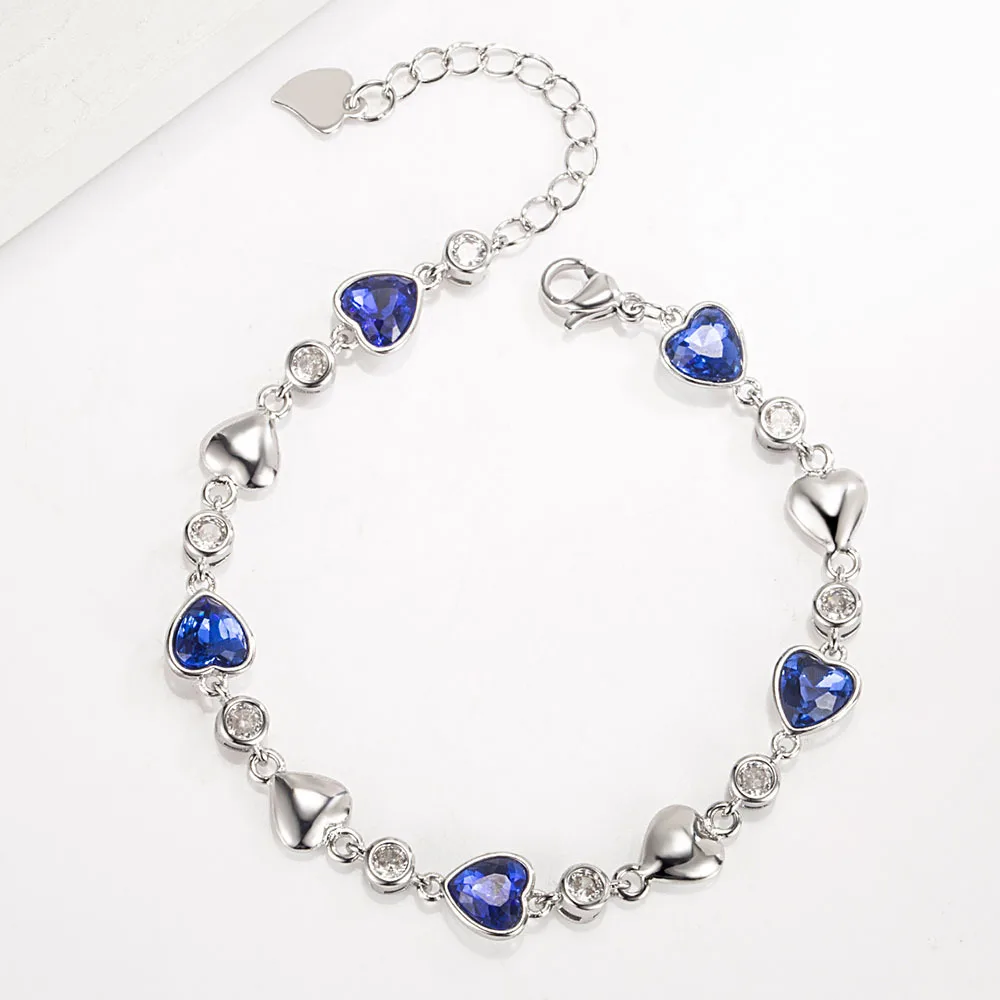 Pulsera de Plata de Ley 925 con Circonita Azul Exquisita, Joyería de Moda para Mujer, Accesorios para Bodas y Fiestas