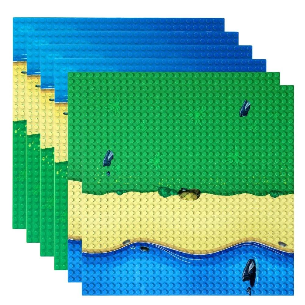 Placa de base de bloco de construção 32x32, placa de base de paisagem de rio de pastagem de ilha, tijolos compatíveis moc brinquedo de construção diy