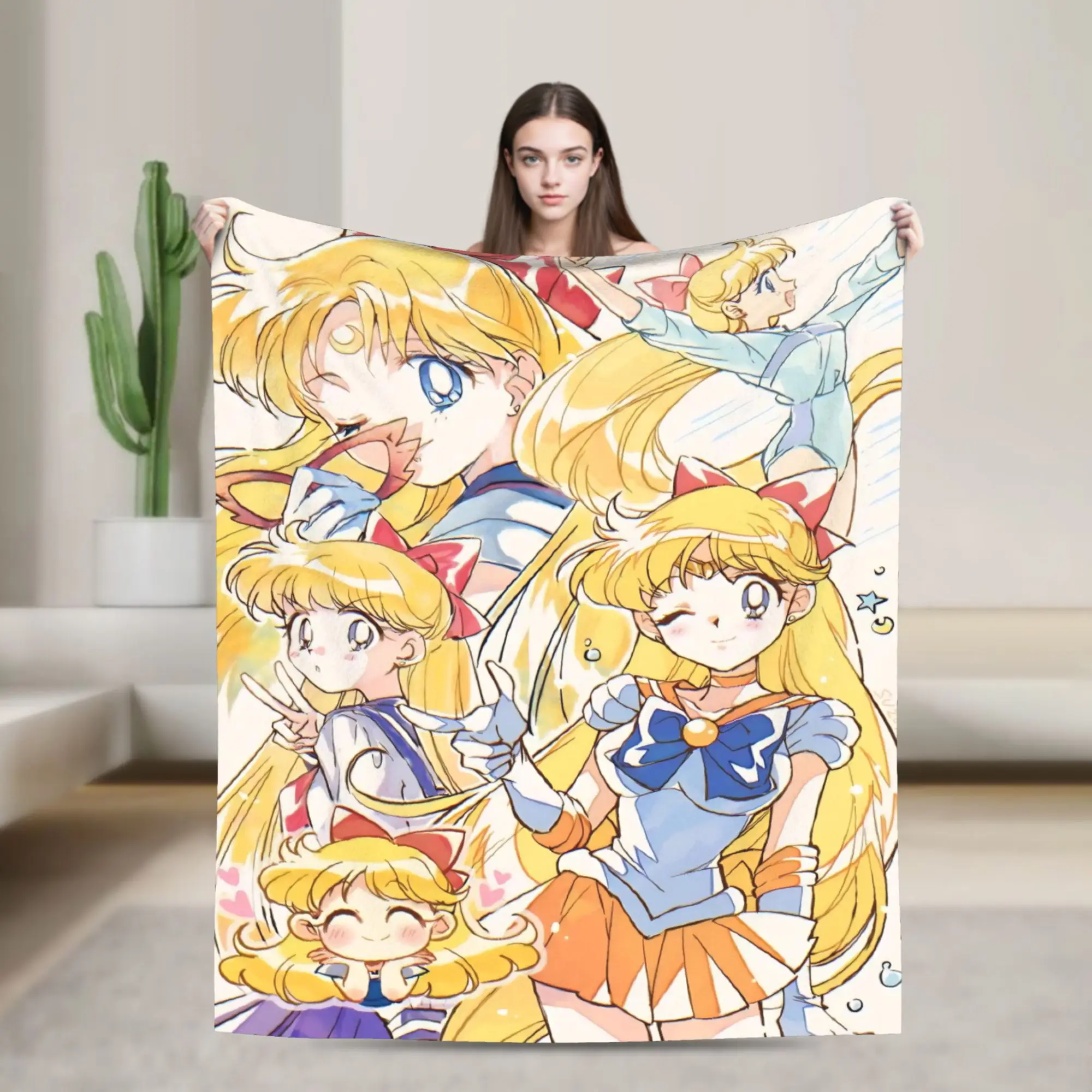 

Одеяла в стиле аниме S-Sailors M-Moons, флисовое летнее многофункциональное теплое одеяло для дивана, путешествий, плюшевое тонкое одеяло