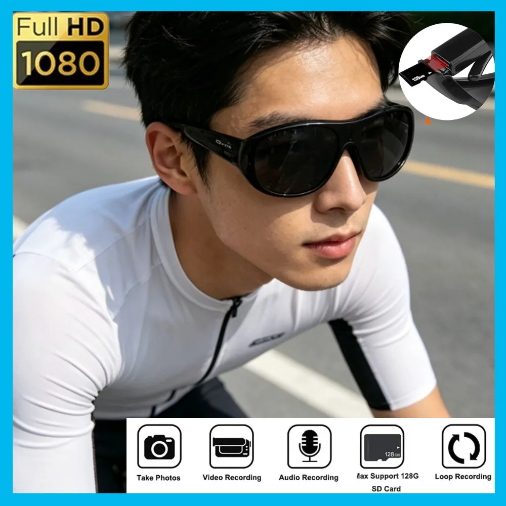 Mini Glasses Camera 1080P HD Portable Wearable Sunglasses Outdoor Sports DV DVR Video Recorder Security Camcorder for Driving