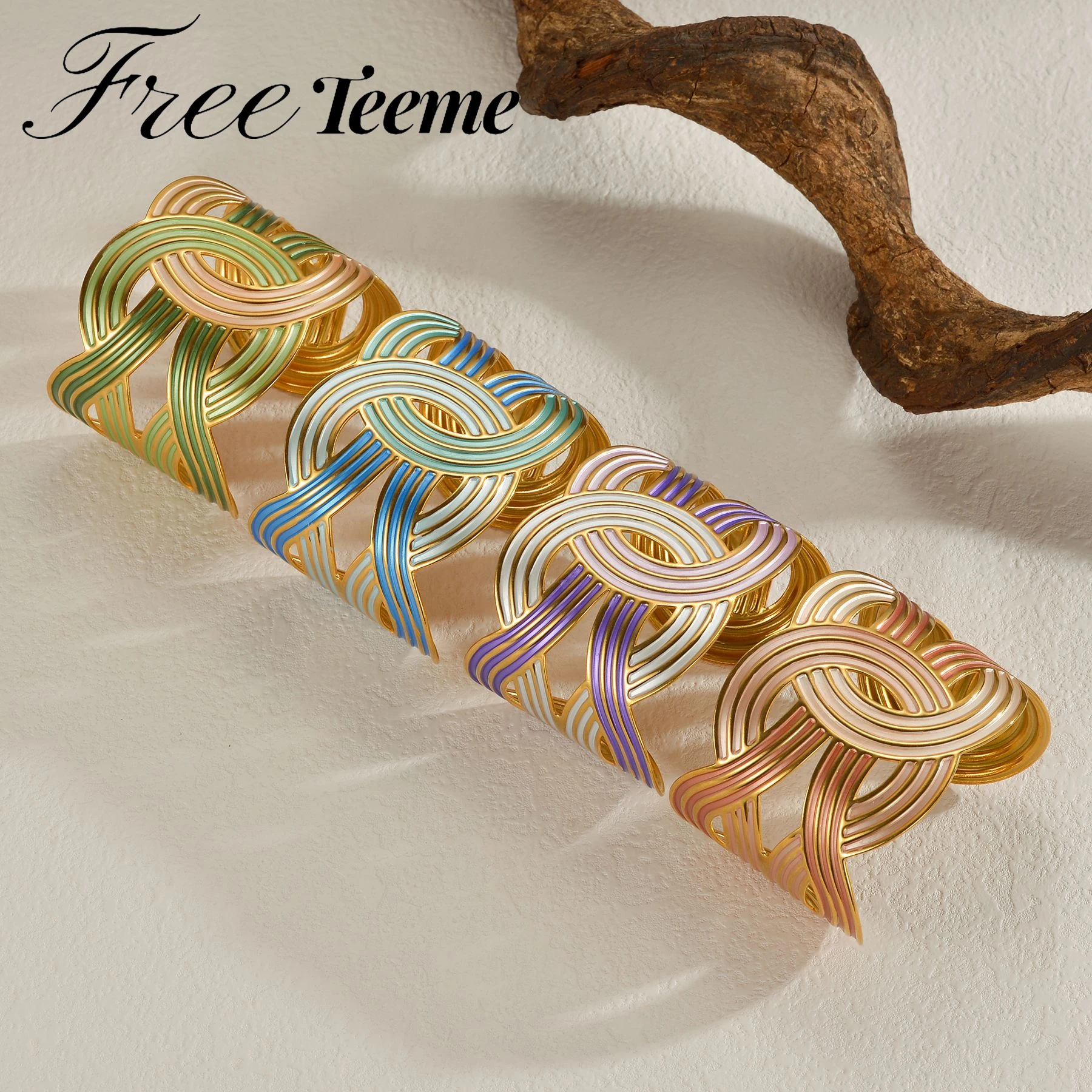 

Freeteeme новый преувеличенный широкий красочный браслет-манжета для женщин и мужчин регулируемый браслет из нержавеющей стали ювелирные изделия подарок на день рождения
