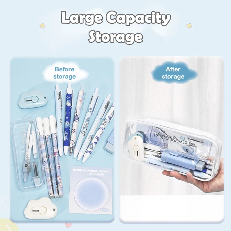 Single Layer Transparent Women Cosmetic Bag Travel Accessories High-capacity Makeup Zipper Bag Waterproof PVC Pencil Case