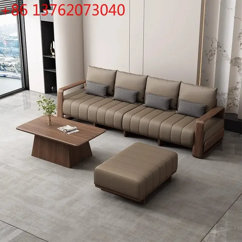 

Диван из массива дерева 2026 года для малогабаритных квартир, легкий люкс, высококачественная комбинация из кожи первого слоя