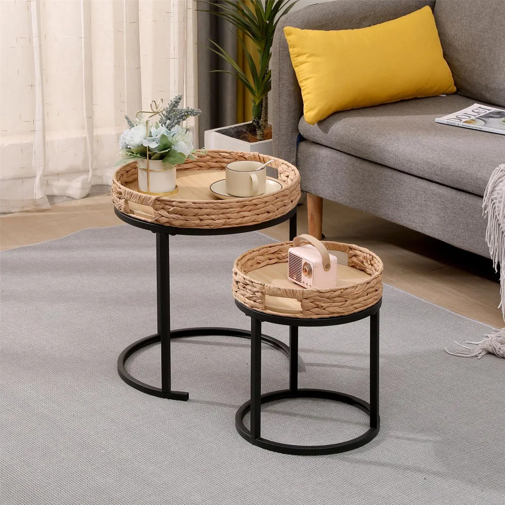 Dimensional diagram showing 40cm tray diameter, 46cm tall table, and 36cm small table