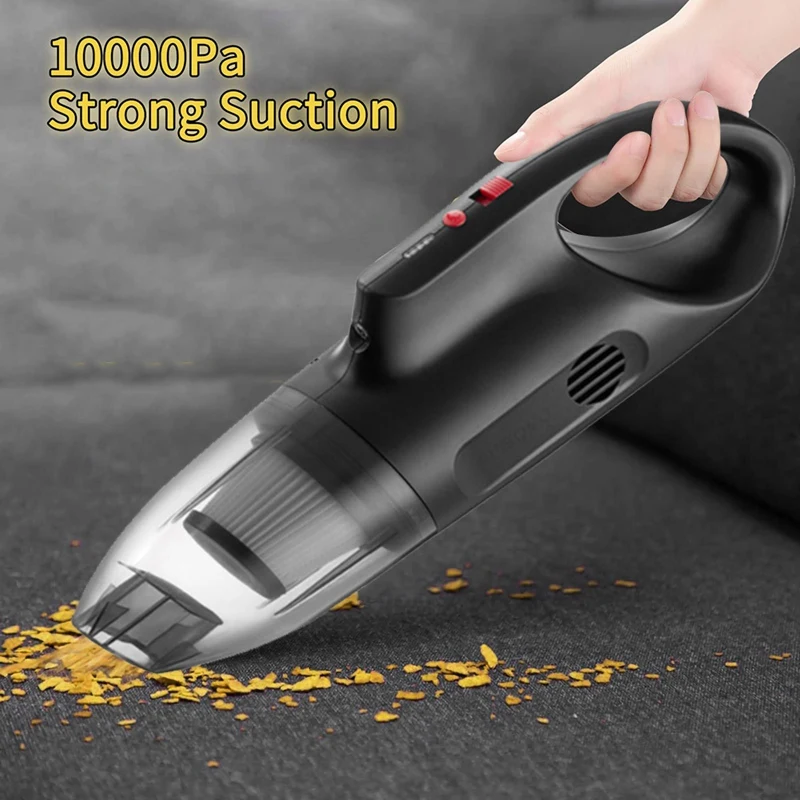 Hand Vacuuming Cordless Rechargeable-10K PA Strong Suction Car Vacuum Cordless Rechargeable Black US Plug