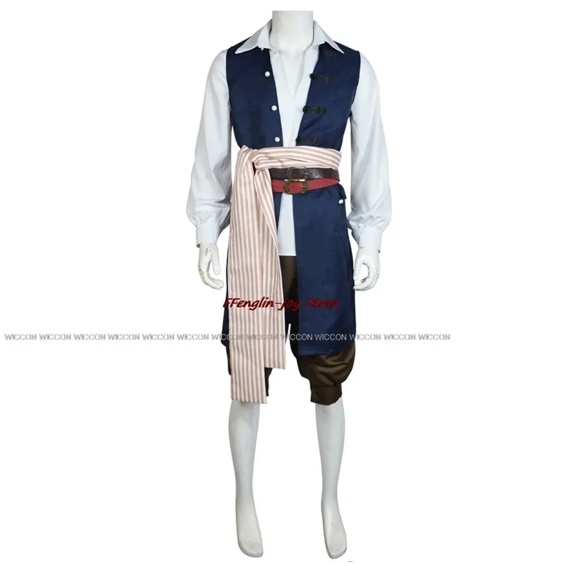 

DY20Pirate Captain Cosplay Costume Halloween Party Carnaval Medieval Retro-Suit Vikings Adult Top Pants Jack Role Play Mens Movi