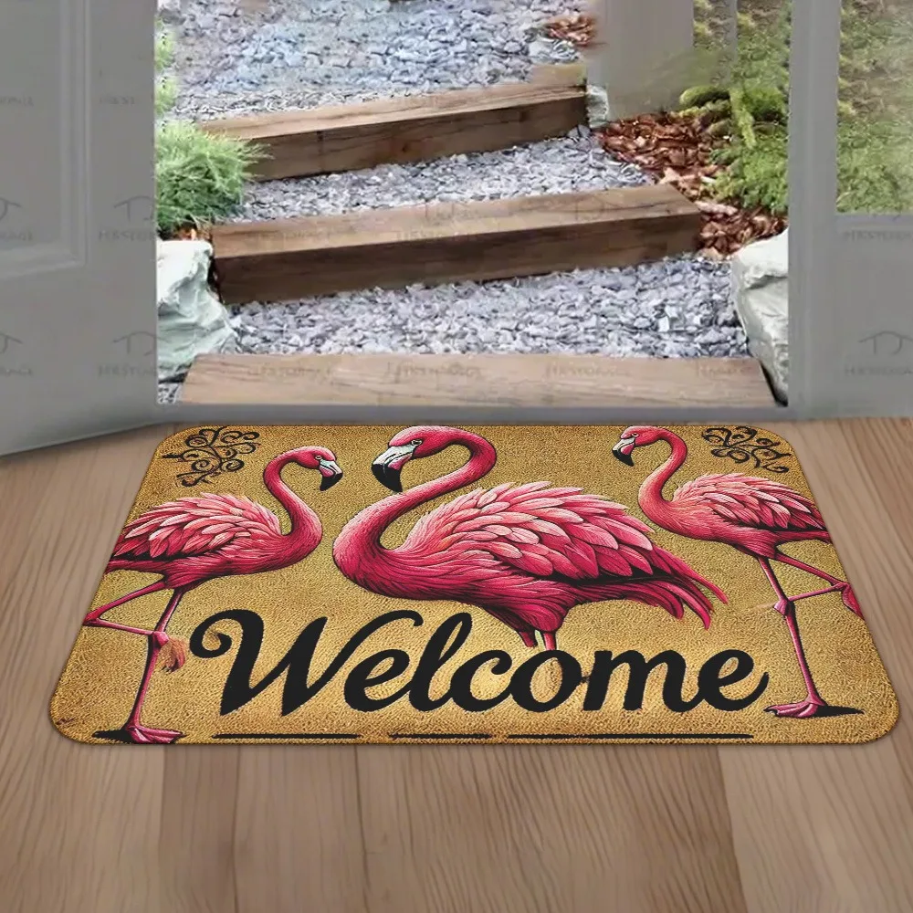 

1PC Flamingo Welcome Door Mats Kitchen Rugs Non-Slip Pop design Living room Rugs Bath Mat Carpet for Home Sink Laundry Decor
