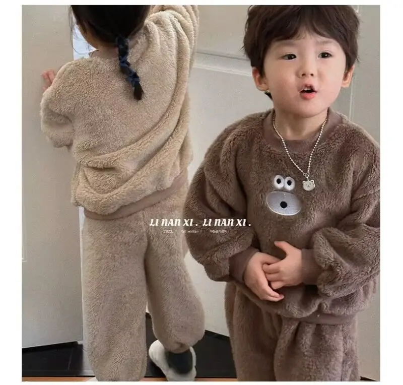 Toddler Girls  Cute Sweatshirt Suits Warm Hoodies+Pants 2pcs Sets Children Boys Outfits Winter