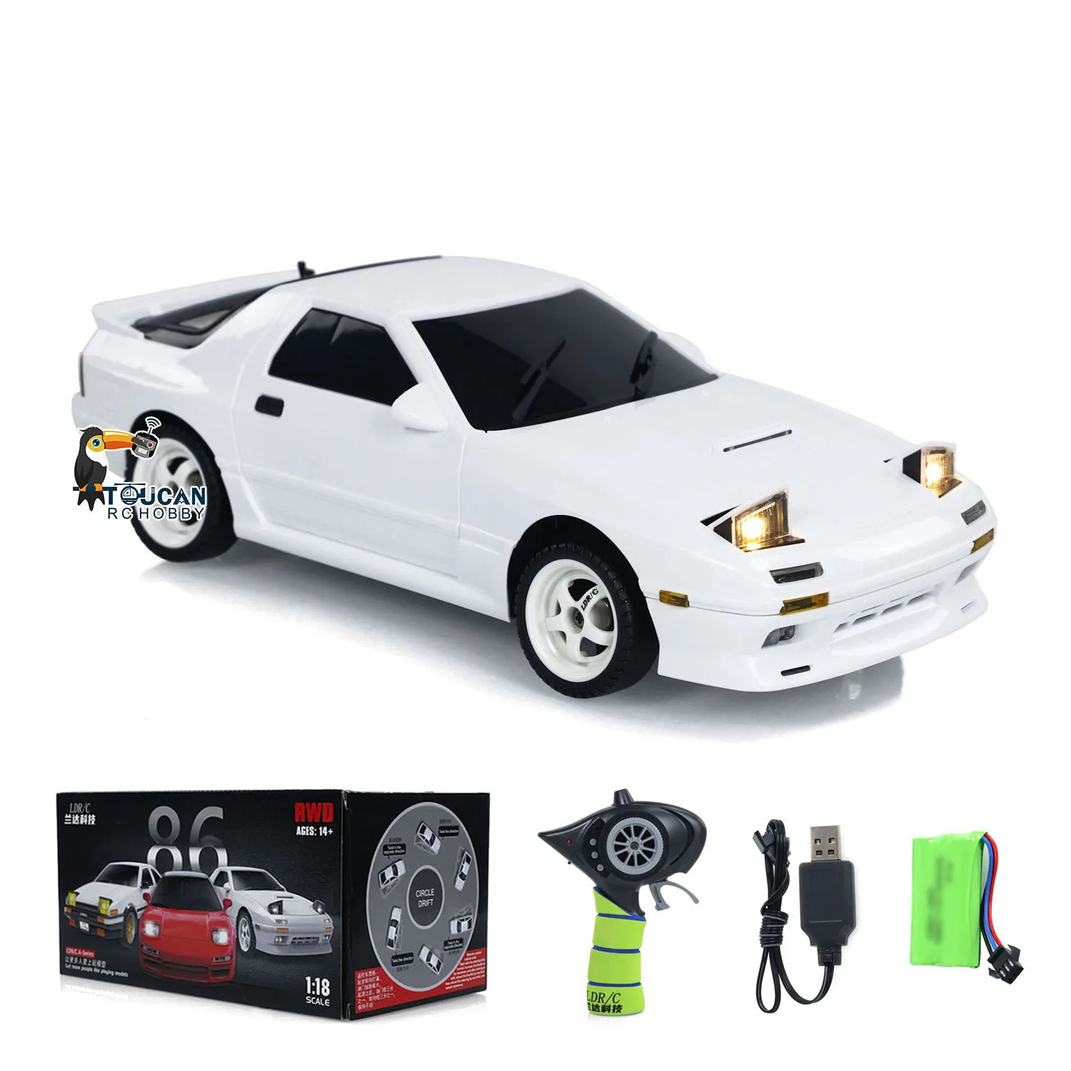 Mini Toys LDRC RX7 1/18 RC Racing Car RWD Gyroscope Wireless Control Drifting Vehicles LD1802 with Motor Servo ESC Light System