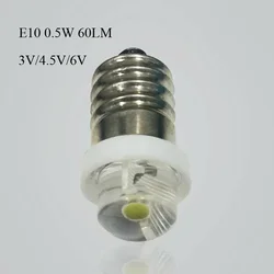 1pcs Long-Lasting 0.5W E10 LED Bulb DC 3V/4.5V/6V 6000K Color Temperature White Light Color 180° Beam Angle Camping Equipment